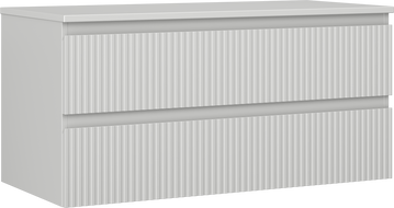 Mexen Rivel koupelnová skříňka pod umyvadlo 100 cm s deskou, 2 zásuvky, drážkovaná, šedá mat - 91A20-10047-2-BFFC62