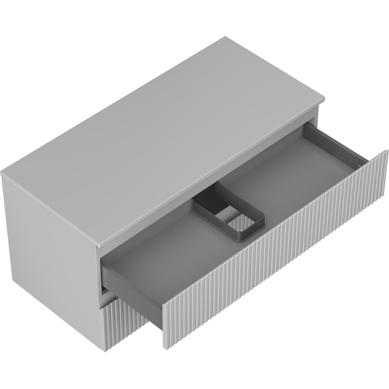 Mexen Rivel koupelnová skříňka pod umyvadlo 100 cm s deskou, 2 zásuvky, drážkovaná, šedá mat - 91A20-10047-2-BFFC62