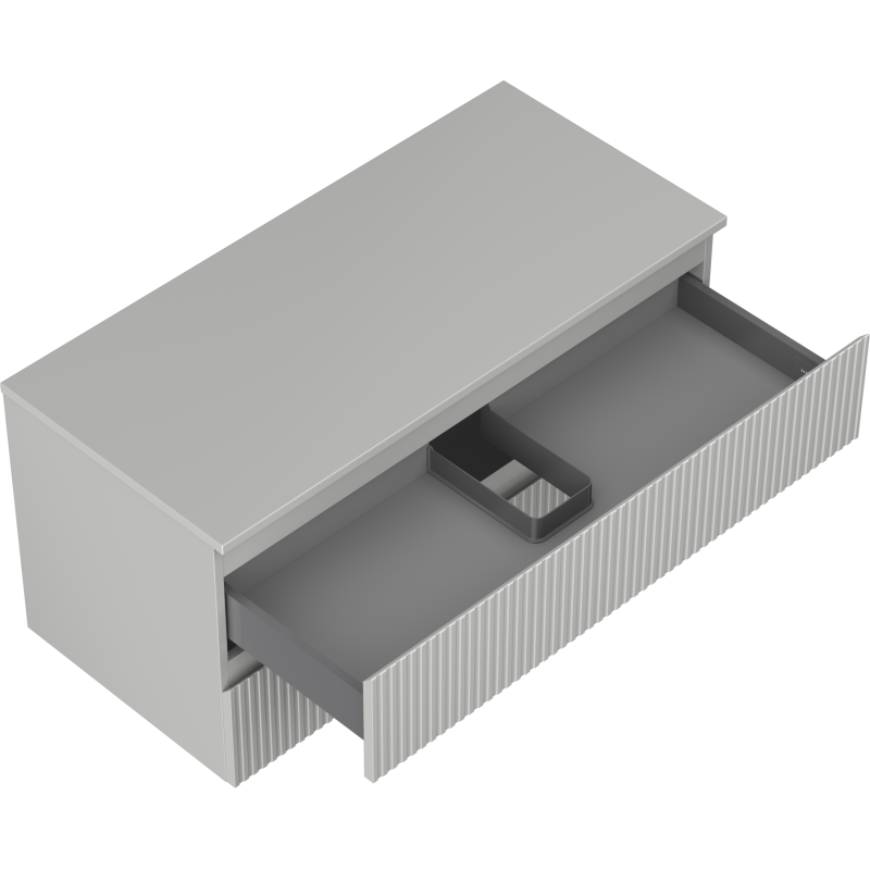 Mexen Rivel koupelnová skříňka pod umyvadlo 100 cm s deskou, 2 zásuvky, drážkovaná, šedý mat - 91A20-10047-2-BFFC62