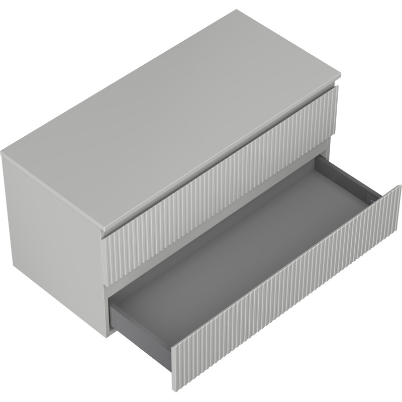 Mexen Rivel koupelnová skříňka pod umyvadlo 100 cm s deskou, 2 zásuvky, drážkovaná, šedá mat - 91A20-10047-2-BFFC62