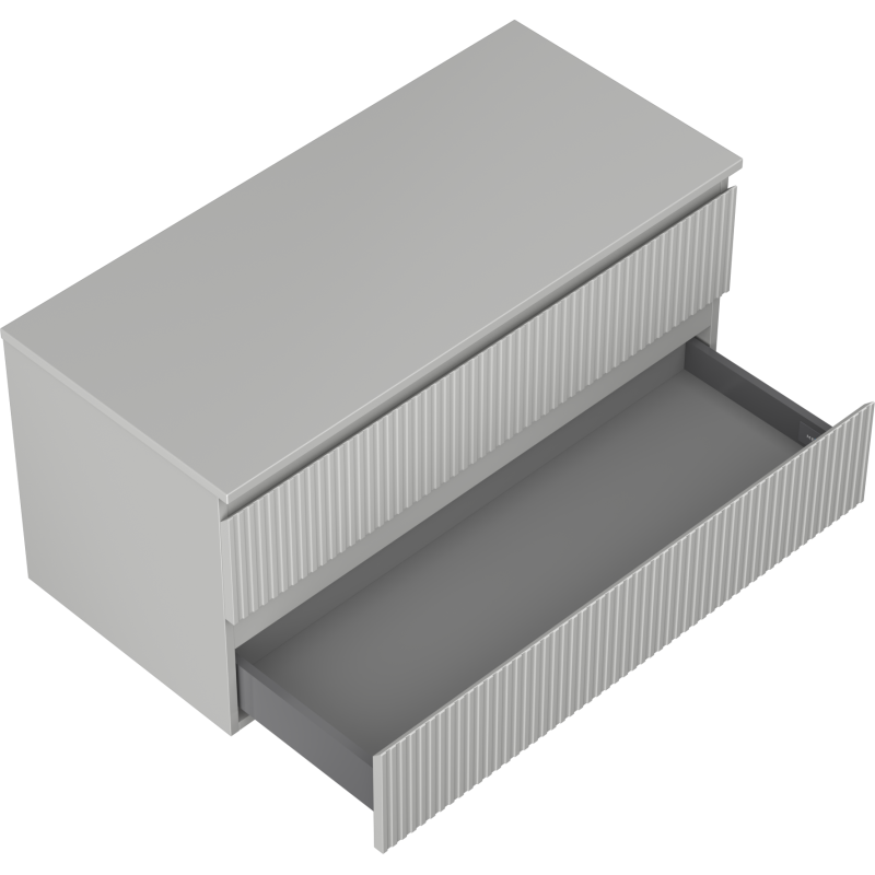 Mexen Rivel koupelnová skříňka pod umyvadlo 100 cm s deskou, 2 zásuvky, drážkovaná, šedý mat - 91A20-10047-2-BFFC62