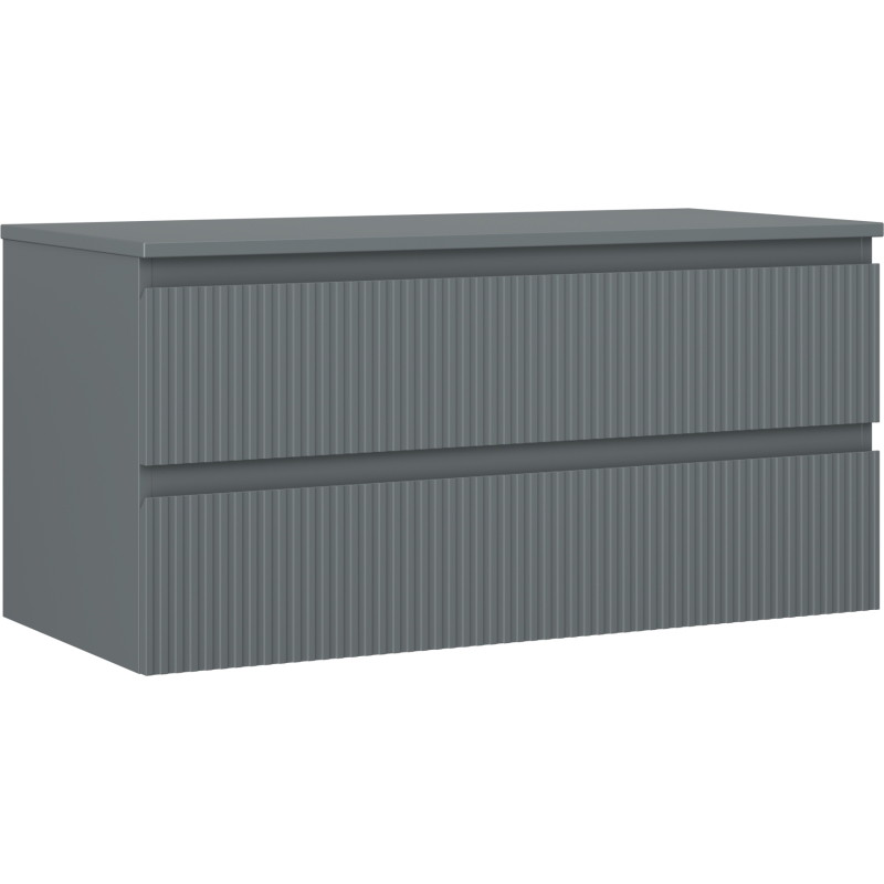 Mexen Rivel koupelnová skříňka pod umyvadlo 100 cm s deskou, 2 zásuvky, drážkovaná, grafit mat - 91A20-10047-2-BFFC66