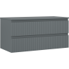 Mexen Rivel koupelnová skříňka pod umyvadlo 100 cm s deskou, 2 zásuvky, drážkovaná, grafit mat - 91A20-10047-2-BFFC66