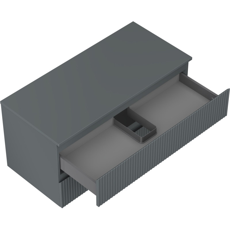 Mexen Rivel koupelnová skříňka pod umyvadlo 100 cm s deskou, 2 zásuvky, drážkovaná, grafit mat - 91A20-10047-2-BFFC66