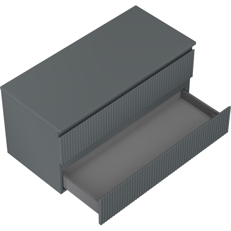 Mexen Rivel koupelnová skříňka pod umyvadlo 100 cm s deskou, 2 zásuvky, drážkovaná, grafit mat - 91A20-10047-2-BFFC66