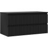 Mexen Rivel koupelnová skříňka pod umyvadlo 100 cm s deskou, 2 zásuvky, drážkovaná, černá mat - 91A20-10047-2-BFFC71