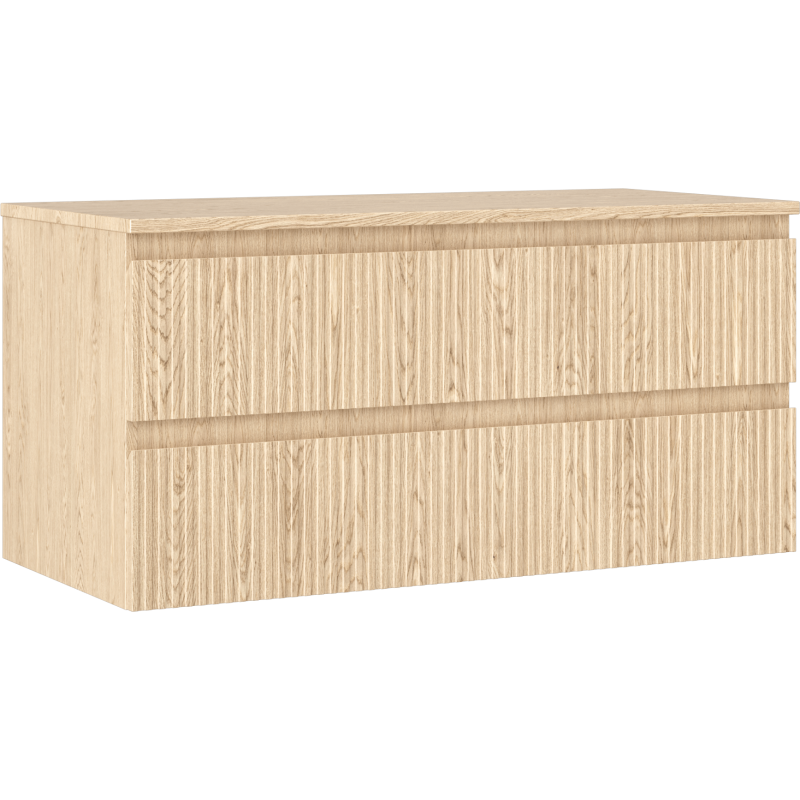 Mexen Rivel koupelnová skříňka pod umyvadlo 100 cm s deskou, 2 zásuvky, drážkovaná, dub - 91A20-10047-2-BFFC81