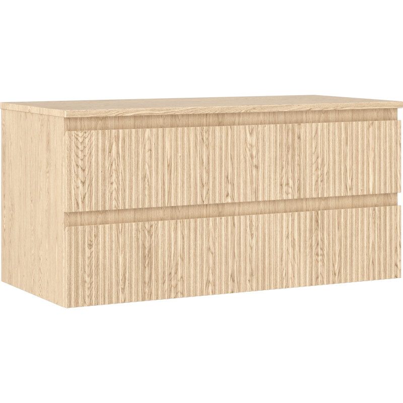 Mexen Rivel koupelnová skříňka pod umyvadlo 100 cm s deskou, 2 zásuvky, rýhovaná, dub - 91A20-10047-2-BFFC81