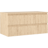 Mexen Rivel koupelnová skříňka pod umyvadlo 100 cm s deskou, 2 zásuvky, rýhovaná, dub - 91A20-10047-2-BFFC81