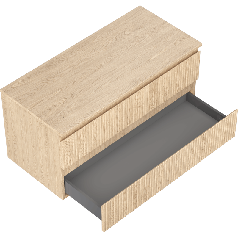 Mexen Rivel koupelnová skříňka pod umyvadlo 100 cm s deskou, 2 zásuvky, drážkovaná, dub - 91A20-10047-2-BFFC81