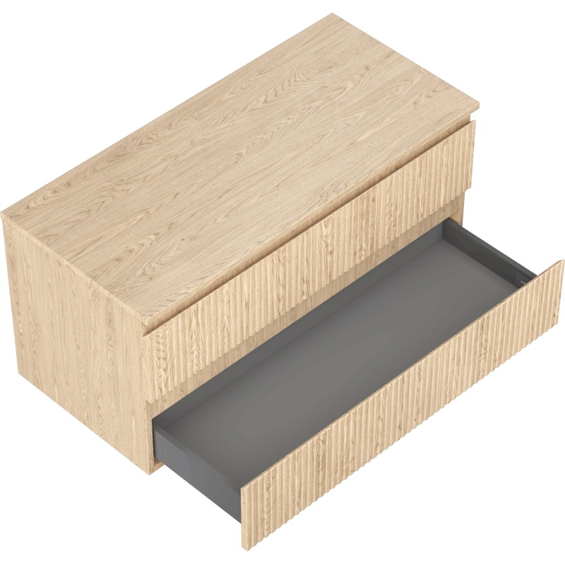 Mexen Rivel koupelnová skříňka pod umyvadlo 100 cm s deskou, 2 zásuvky, rýhovaná, dub - 91A20-10047-2-BFFC81