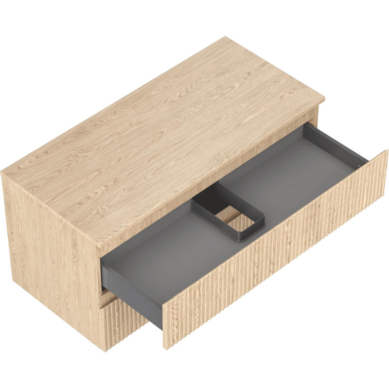 Mexen Rivel koupelnová skříňka pod umyvadlo 100 cm s deskou, 2 zásuvky, drážkovaná, dub - 91A20-10047-2-BFFC81