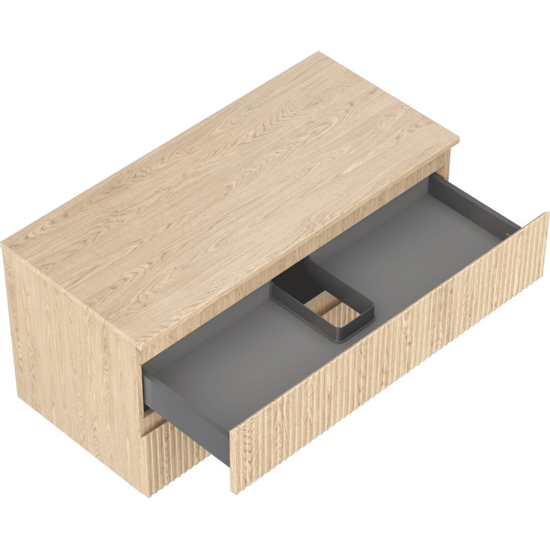 Mexen Rivel koupelnová skříňka pod umyvadlo 100 cm s deskou, 2 zásuvky, rýhovaná, dub - 91A20-10047-2-BFFC81