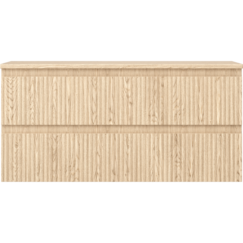 Mexen Rivel koupelnová skříňka pod umyvadlo 100 cm s deskou, 2 zásuvky, drážkovaná, dub - 91A20-10047-2-BFFC81