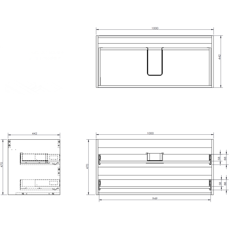 Mexen Rivel koupelnová skříňka pod umyvadlo 100 cm s deskou, 2 zásuvky, drážkovaná, dub - 91A20-10047-2-BFFC81