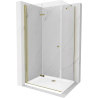 Mexen Lima skládací sprchový kout 100 x 80 cm, průhledný, zlatý + Flat vanička - 856-100-080-50-00-4010