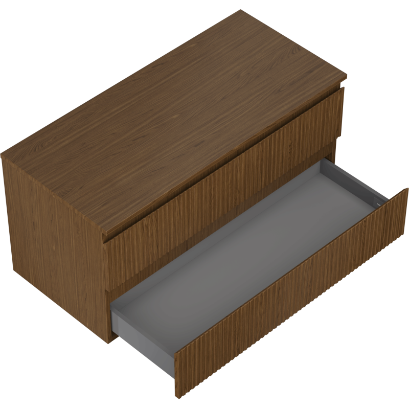 Mexen Rivel koupelnová skříňka pod umyvadlo 100 cm s deskou, 2 zásuvky, rýhovaná, ořech - 91A20-10047-2-BFFC86