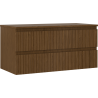 Mexen Rivel koupelnová skříňka pod umyvadlo 100 cm s deskou, 2 zásuvky, rýhovaná, ořech - 91A20-10047-2-BFFC86