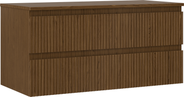 Mexen Rivel koupelnová skříňka pod umyvadlo 100 cm s deskou, 2 zásuvky, rýhovaná, ořech - 91A20-10047-2-BFFC86