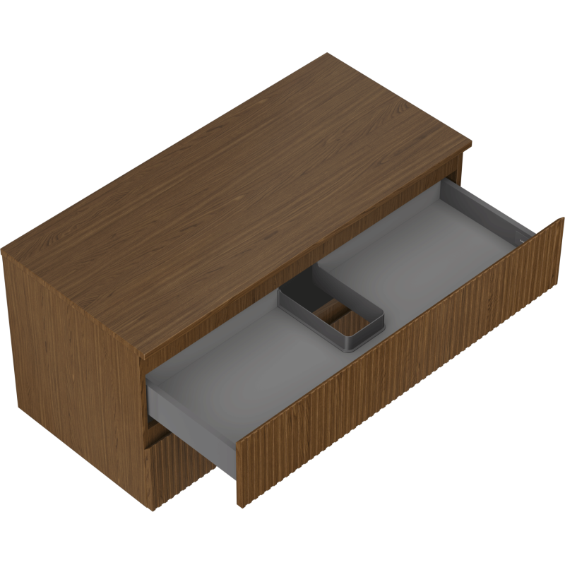 Mexen Rivel koupelnová skříňka pod umyvadlo 100 cm s deskou, 2 zásuvky, rýhovaná, ořech - 91A20-10047-2-BFFC86