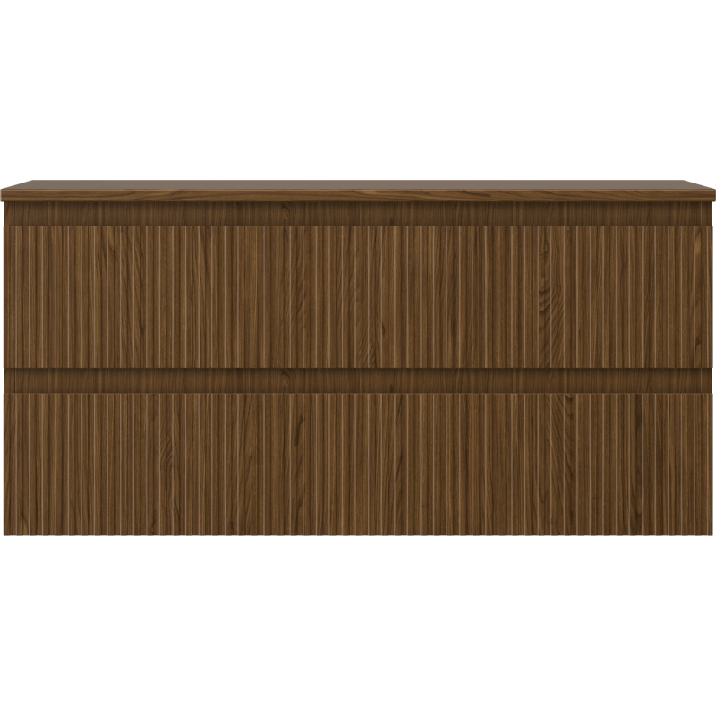 Mexen Rivel koupelnová skříňka pod umyvadlo 100 cm s deskou, 2 zásuvky, rýhovaná, ořech - 91A20-10047-2-BFFC86