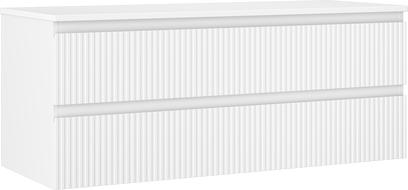 Mexen Rivel koupelnová skříňka pod umyvadlo 120 cm s deskou, 2 zásuvky, rýhovaná, bílá matná - 91A20-12047-2-BFFC01