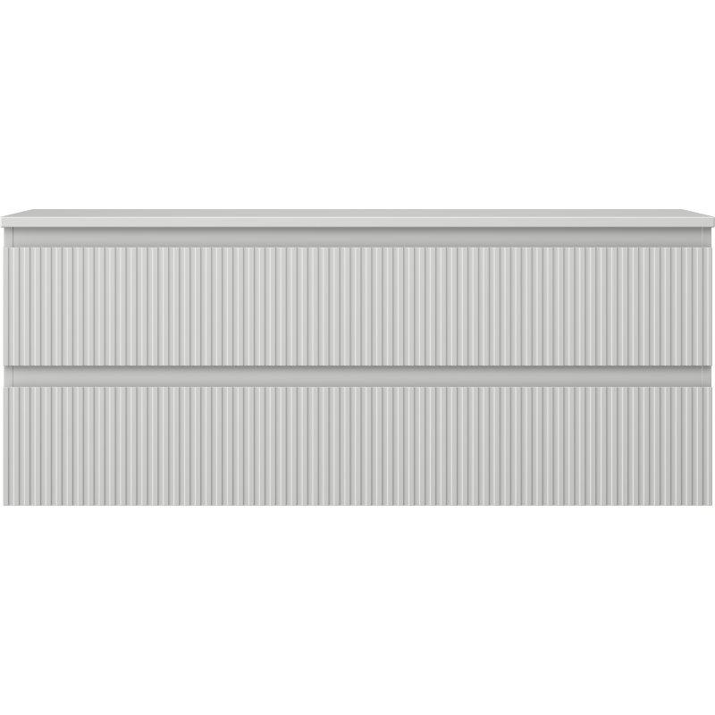 Mexen Rivel koupelnová skříňka pod umyvadlo 120 cm s deskou, 2 zásuvky, drážkovaná, šedý mat - 91A20-12047-2-BFFC62