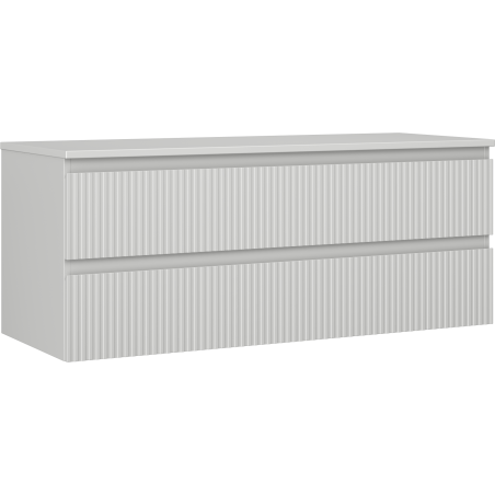 Mexen Rivel koupelnová skříňka pod umyvadlo 120 cm s deskou, 2 zásuvky, rýhovaná, šedá mat - 91A20-12047-2-BFFC62