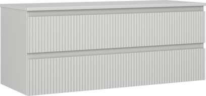 Mexen Rivel koupelnová skříňka pod umyvadlo 120 cm s deskou, 2 zásuvky, rýhovaná, šedá mat - 91A20-12047-2-BFFC62