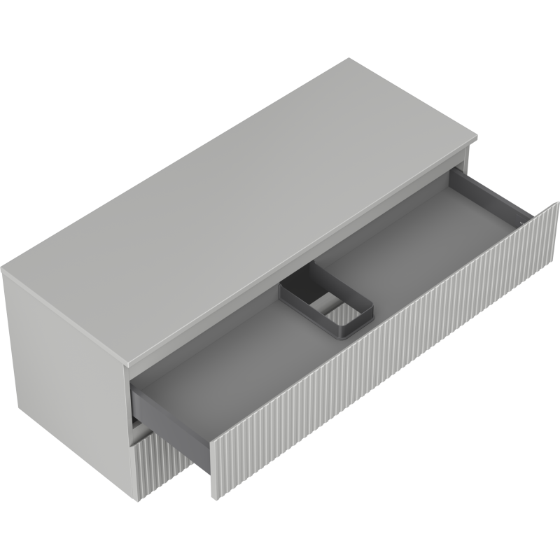 Mexen Rivel koupelnová skříňka pod umyvadlo 120 cm s deskou, 2 zásuvky, drážkovaná, šedý mat - 91A20-12047-2-BFFC62