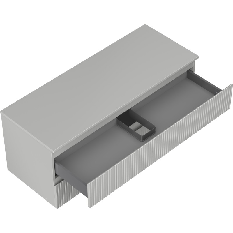 Mexen Rivel koupelnová skříňka pod umyvadlo 120 cm s deskou, 2 zásuvky, rýhovaná, šedá mat - 91A20-12047-2-BFFC62