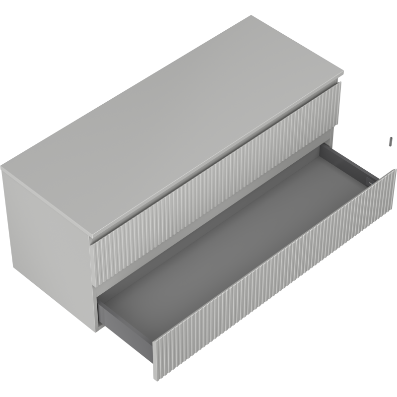 Mexen Rivel koupelnová skříňka pod umyvadlo 120 cm s deskou, 2 zásuvky, drážkovaná, šedý mat - 91A20-12047-2-BFFC62