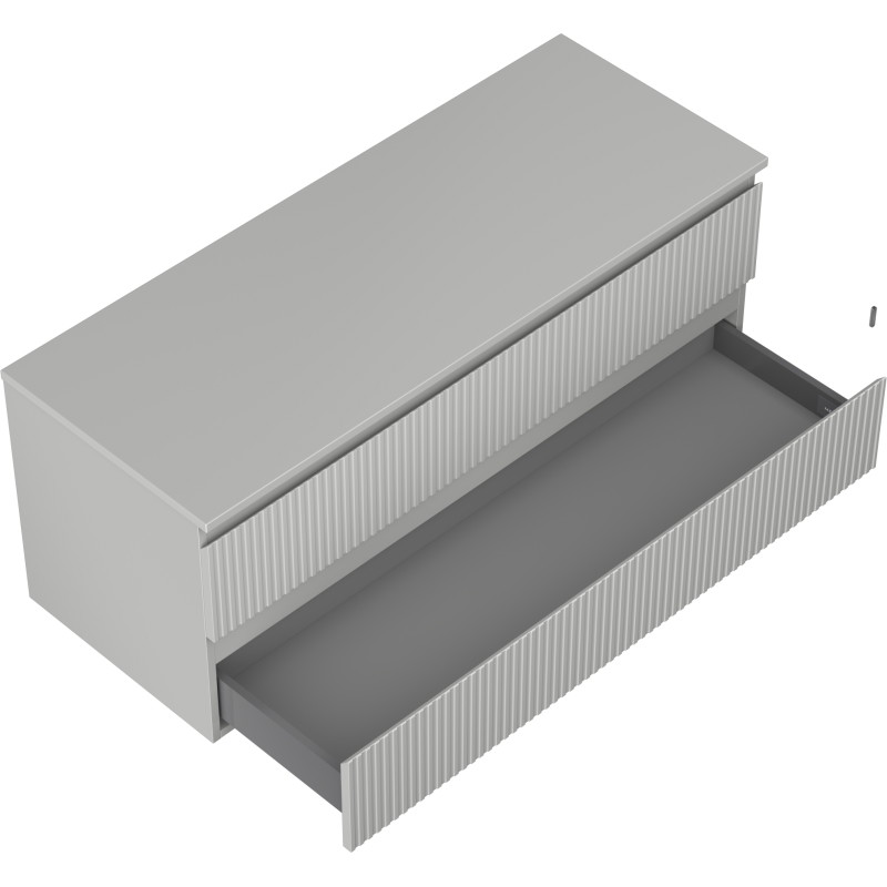 Mexen Rivel koupelnová skříňka pod umyvadlo 120 cm s deskou, 2 zásuvky, rýhovaná, šedá mat - 91A20-12047-2-BFFC62