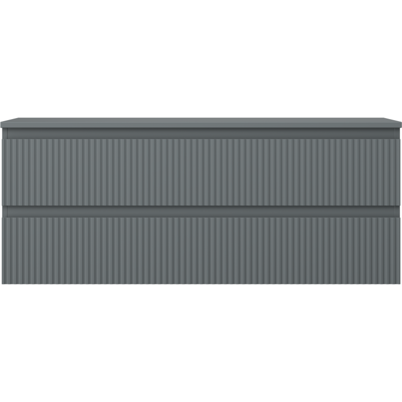 Mexen Rivel koupelnová skříňka pod umyvadlo 120 cm s deskou, 2 zásuvky, drážkovaná, grafit mat - 91A20-12047-2-BFFC66