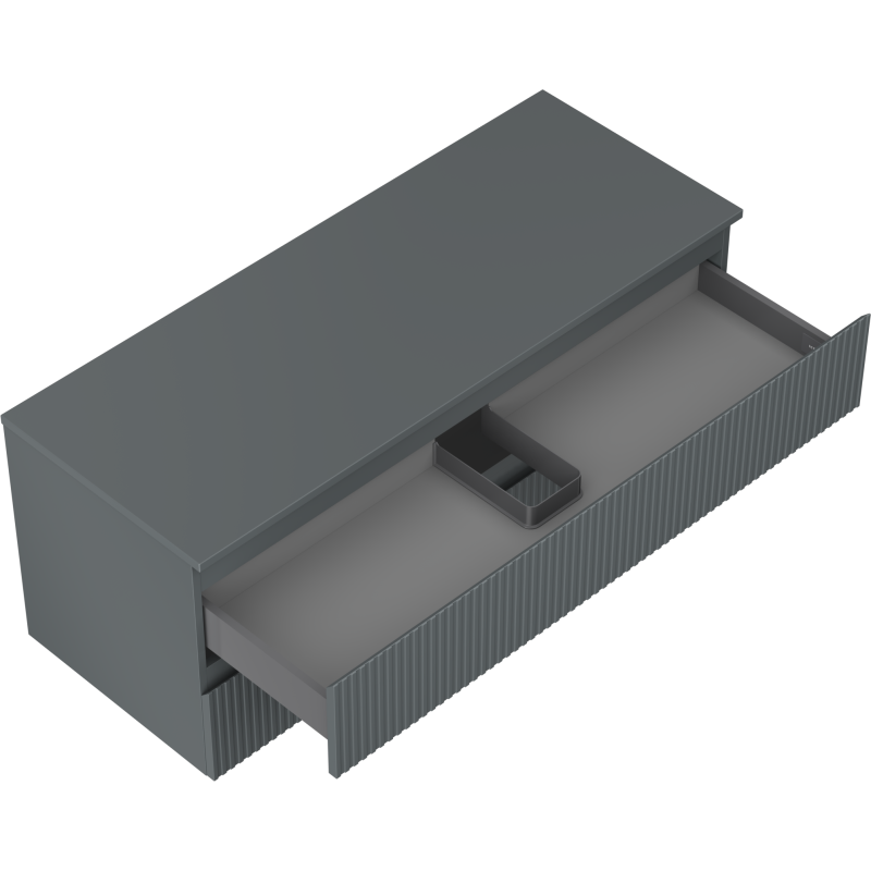 Mexen Rivel koupelnová skříňka pod umyvadlo 120 cm s deskou, 2 zásuvky, drážkovaná, grafit mat - 91A20-12047-2-BFFC66