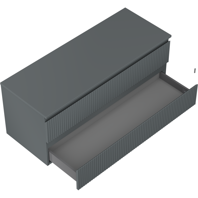 Mexen Rivel koupelnová skříňka pod umyvadlo 120 cm s deskou, 2 zásuvky, drážkovaná, grafit mat - 91A20-12047-2-BFFC66