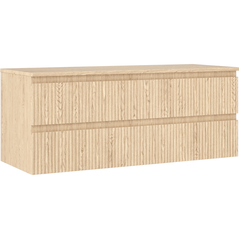 Mexen Rivel koupelnová skříňka pod umyvadlo 120 cm s deskou, 2 zásuvky, vroubkované, dub - 91A20-12047-2-BFFC81