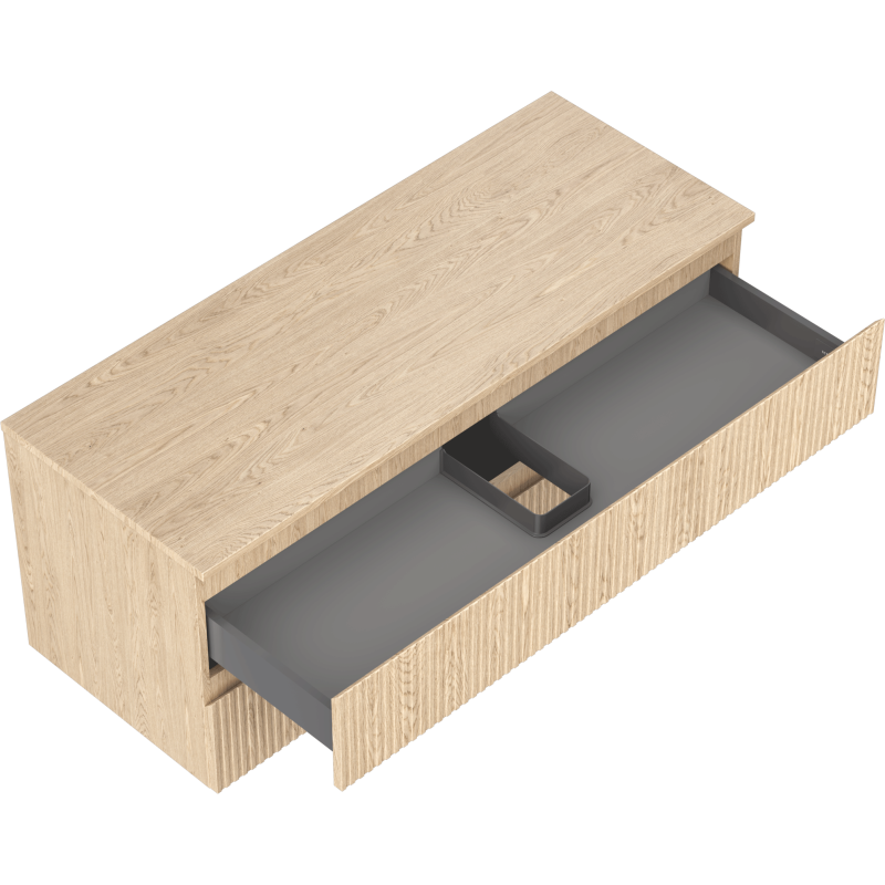 Mexen Rivel koupelnová skříňka pod umyvadlo 120 cm s deskou, 2 zásuvky, vroubkované, dub - 91A20-12047-2-BFFC81