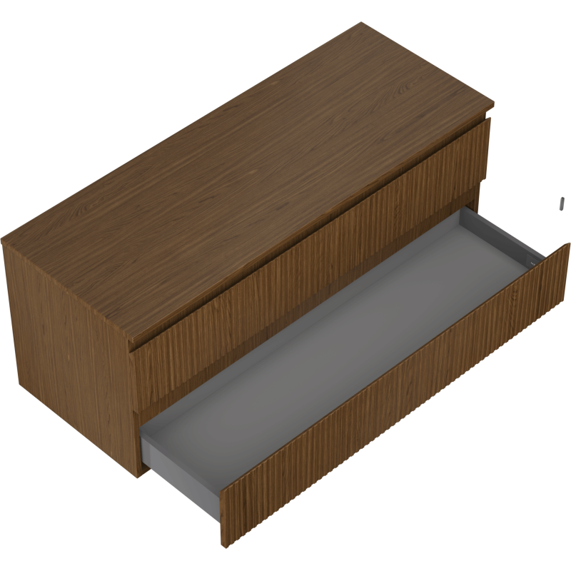 Mexen Rivel koupelnová skříňka pod umyvadlo 120 cm s deskou, 2 zásuvky, drážkovaná, ořech - 91A20-12047-2-BFFC86