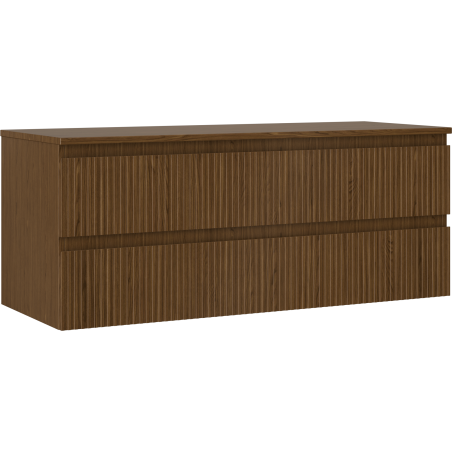 Mexen Rivel koupelnová skříňka pod umyvadlo 120 cm s deskou, 2 zásuvky, drážkovaná, ořech - 91A20-12047-2-BFFC86