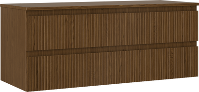 Mexen Rivel koupelnová skříňka pod umyvadlo 120 cm s deskou, 2 zásuvky, drážkovaná, ořech - 91A20-12047-2-BFFC86