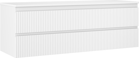 Mexen Rivel koupelnová skříňka pod umyvadlo 140 cm s deskou, 2 zásuvky, drážkovaná, bílá mat - 91A20-14047-2-BFFC01