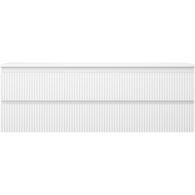 Mexen Rivel koupelnová skříňka pod umyvadlo 140 cm s deskou, 2 zásuvky, drážkovaná, bílá mat - 91A20-14047-2-BFFC01