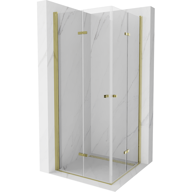 Mexen Lima Duo sprchový kout skládací 90 x 90 cm, transparentní, zlatý - 856-090-090-50-00-02