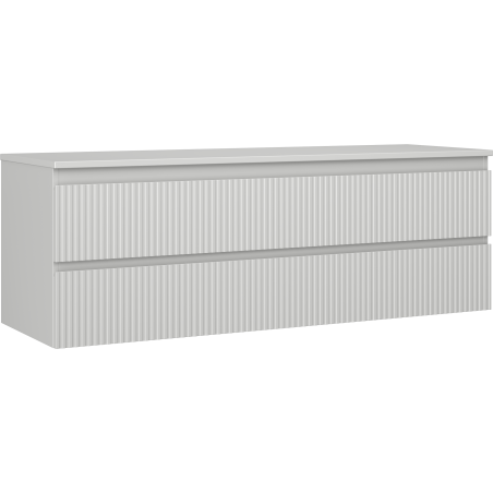 Mexen Rivel koupelnová skříňka pod umyvadlo 140 cm s deskou, 2 zásuvky, rýhovaná, šedá matná - 91A20-14047-2-BFFC62