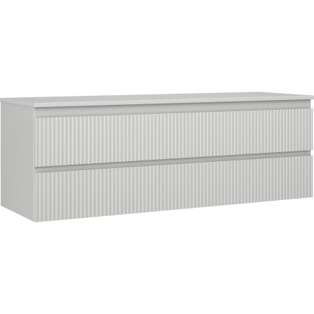 Mexen Rivel koupelnová skříňka pod umyvadlo 140 cm s deskou, 2 zásuvky, rýhovaná, šedý mat - 91A20-14047-2-BFFC62