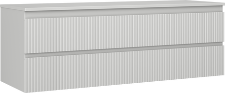 Mexen Rivel koupelnová skříňka pod umyvadlo 140 cm s deskou, 2 zásuvky, rýhovaná, šedá matná - 91A20-14047-2-BFFC62
