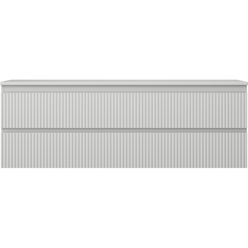 Mexen Rivel koupelnová skříňka pod umyvadlo 140 cm s deskou, 2 zásuvky, rýhovaná, šedý mat - 91A20-14047-2-BFFC62