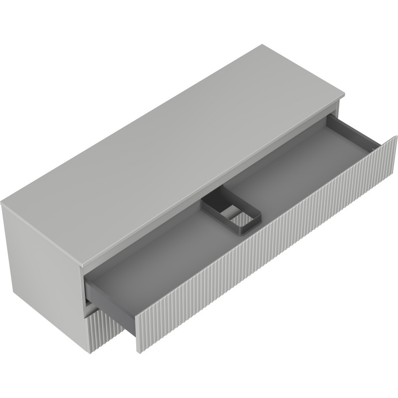 Mexen Rivel koupelnová skříňka pod umyvadlo 140 cm s deskou, 2 zásuvky, rýhovaná, šedá matná - 91A20-14047-2-BFFC62
