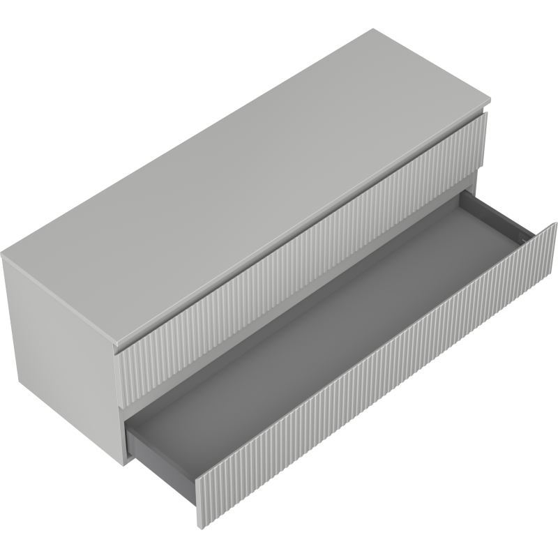 Mexen Rivel koupelnová skříňka pod umyvadlo 140 cm s deskou, 2 zásuvky, rýhovaná, šedý mat - 91A20-14047-2-BFFC62